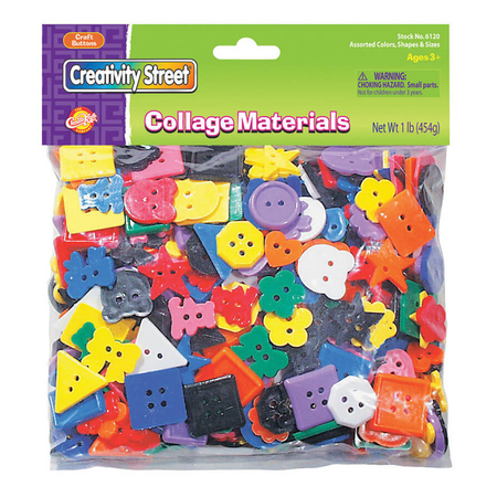 Creativity Street Plastic Buttons, Assorted Colors, 3/4in to 1in, 1lb. Per Pack, PK2 PAC6120